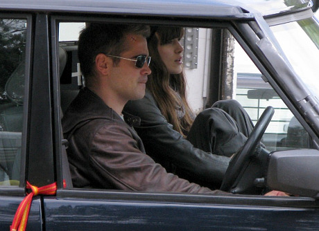 London Boulevard costars Colin Farrell Keira Knightley during shooting